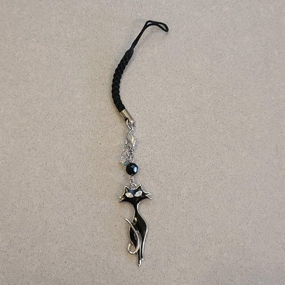 NWOT Black Cat Phone Charm - Picture 3 of 7